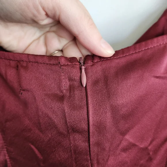 PrettyLittleThing Burgundy Satin Midi Slip Dress size 12 - Picture 9 of 12